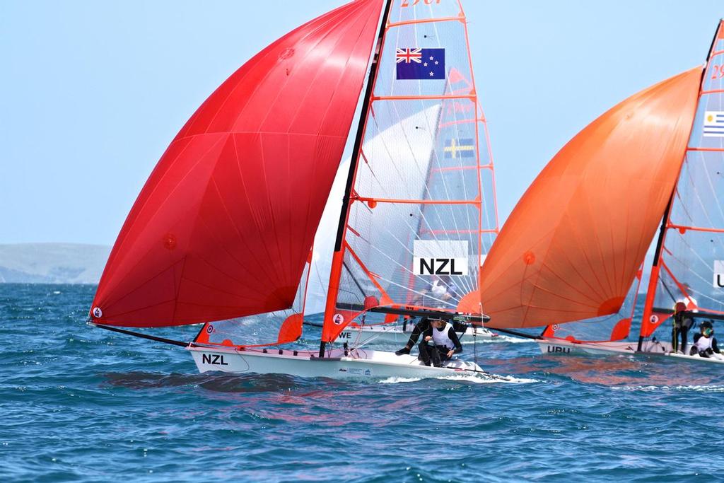 Mens 29er - Aon Youth Worlds 2016, Torbay, Auckland, New Zealand, Day 2 © Richard Gladwell www.photosport.co.nz